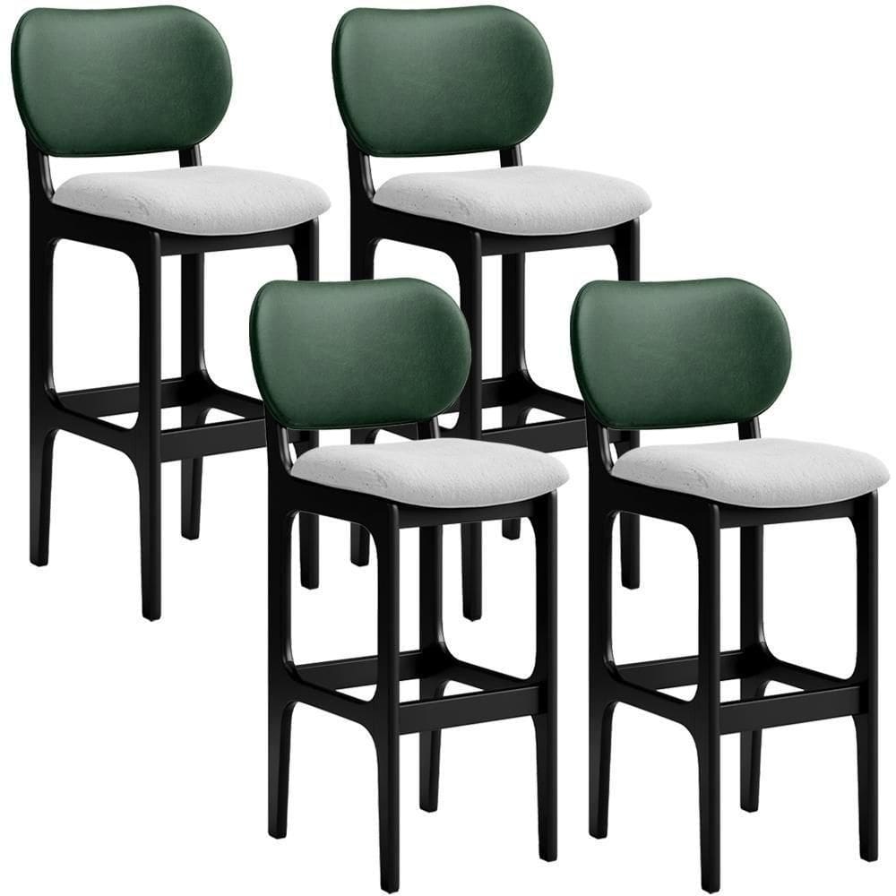 Kit 4 Banquetas Alta Betta Preto Facto Verde Linho Cinza