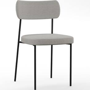 Cadeira Estofada De Jantar Melina F01 Linho Cinza