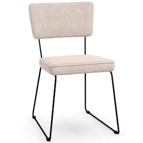 Cadeira Decorativa Estofada De Jantar Allana L02 Suede Bege