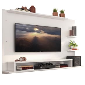 Painel Para Tv Até 60 Polegadas Madesa Alfa Com Prateleiras E Nichos - Branco Branco