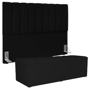 Kit Cabeceira Casal Queen 160cm C/Calçadeira Baú Preto