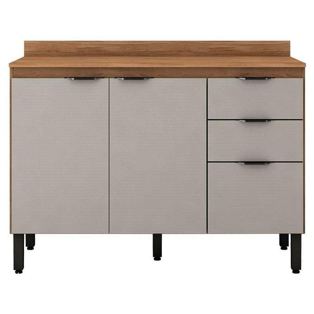 Balcão Firenze 120cm 3 Portas E 2 Gavetas Com Tampo 93241 Demóbile Amendola Touch E Nude