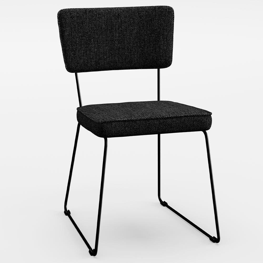 Cadeira Estofada Para Sala De Jantar Base Em Aço Chumbo