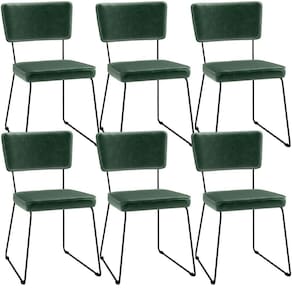 Kit 6 Cadeiras Estofada Sala De Jantar Base Aço Facto Verde Musgo