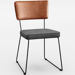 Cadeira Estofada Sala Jantar Camel Linho Cinza Escuro