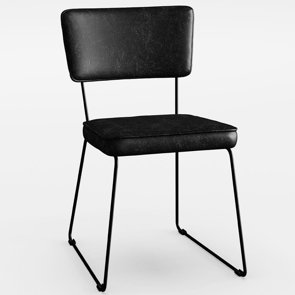Cadeira Estofada Para Sala De Jantar Base Em Aço Preto