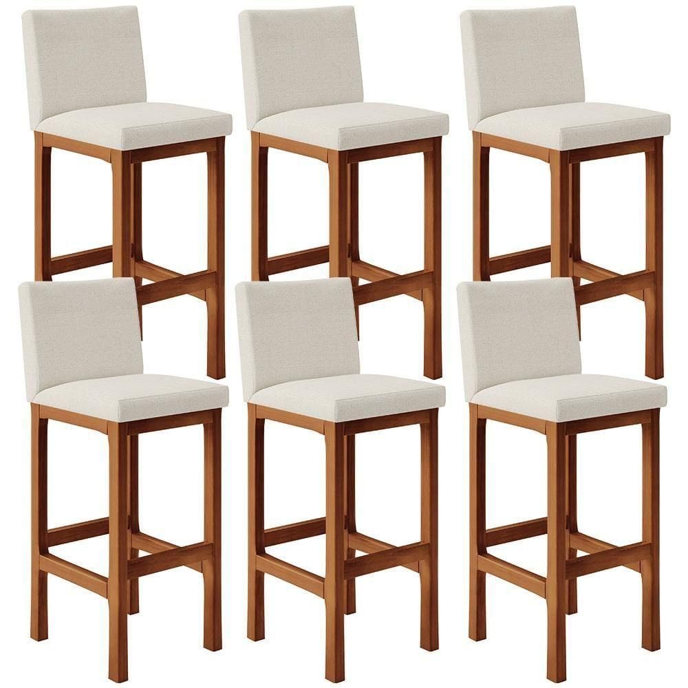 Kit 06 Banquetas Altas Alya Linho Champagne