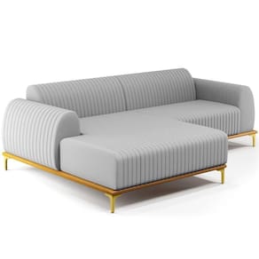 Sofá 4 Lugares Com Chaise Esquerdo 265cm Cinza