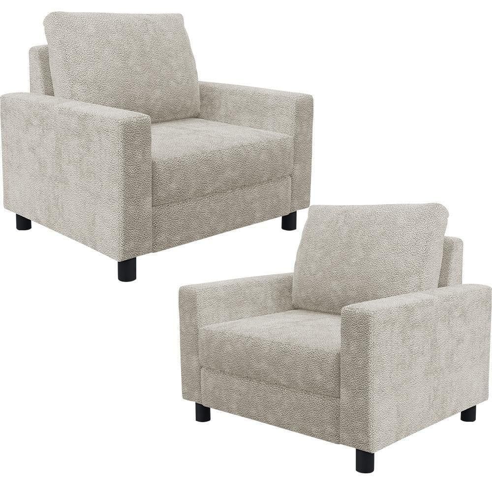 Kit 02 Poltronas E Recepção Malta L02 Bouclê Creme