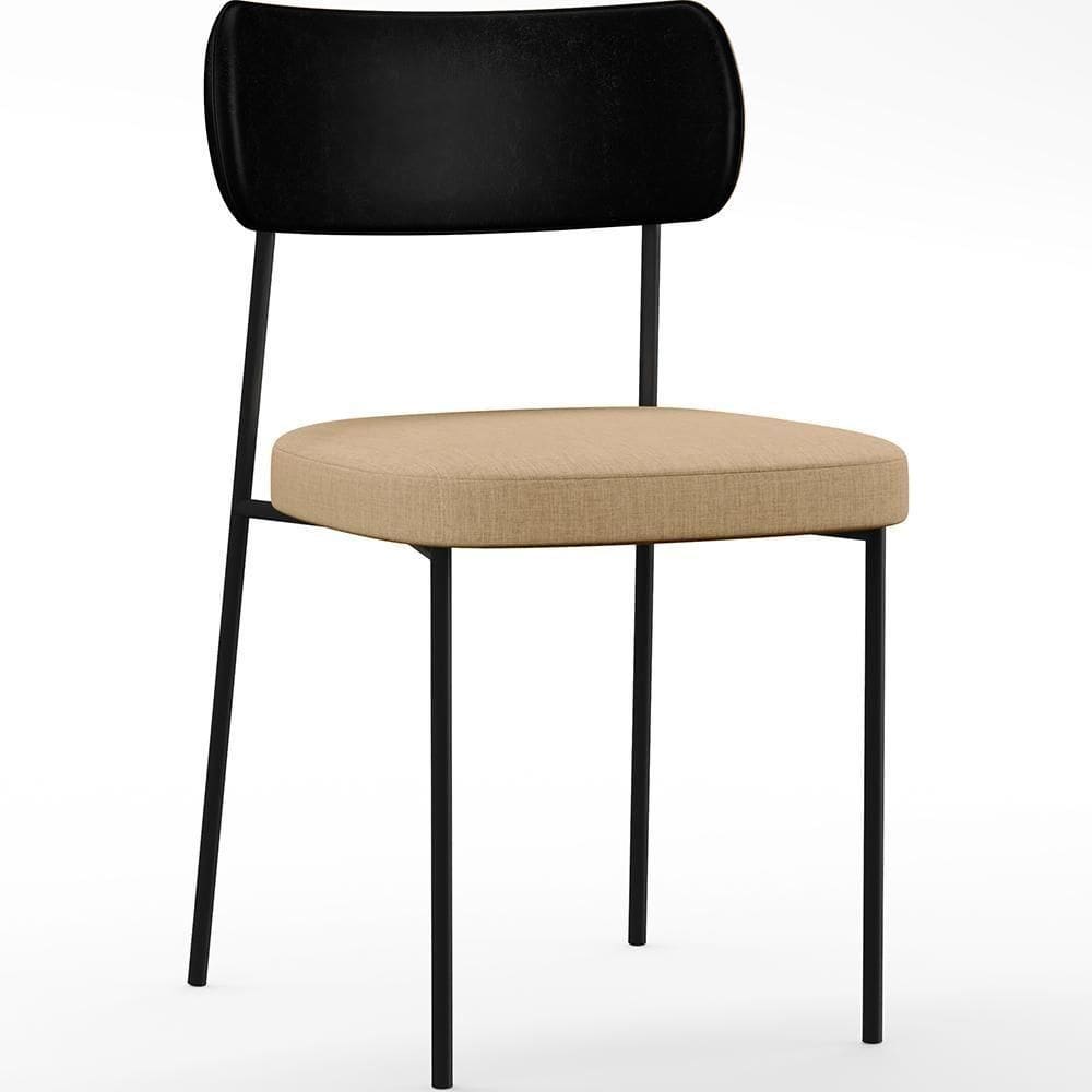 Cadeira Para Sala De Jantar Melina L02 Preto Bege Escuro