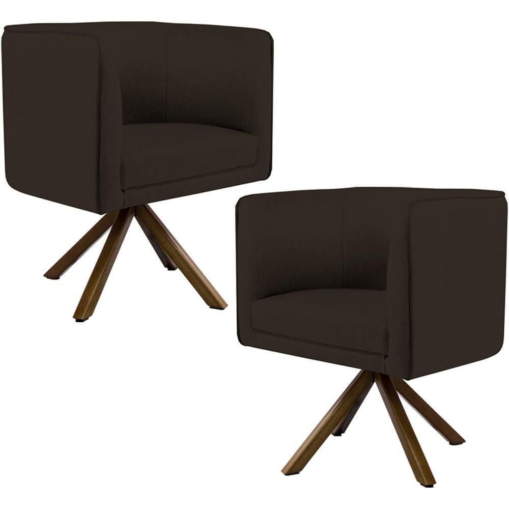Kit 02 Poltronas Betina D02 Marrom C-34