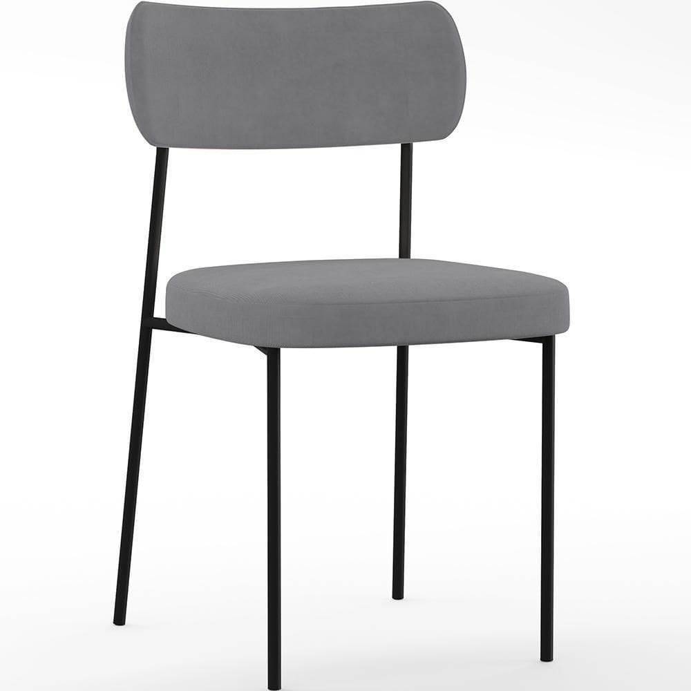 Cadeira Estofada Para Sala De Jantar Melina L02 Suede Cinza