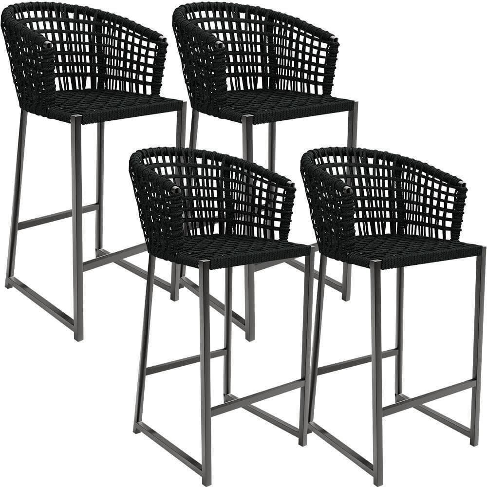 Kit 04 Banqueta Para Área Gourmet Cozinha Varanda D04 Preto