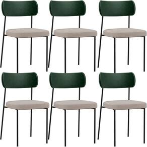 Kit 06 Cadeiras Sala De Jantar L02 Verde Musgo Bege