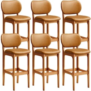 Kit 6 Banquetas Alta Bar Cozinha Betta L02 Imbuia Whisky