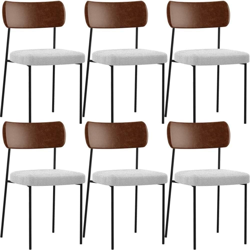 Kit 06 Cadeiras Para Sala De Jantar L02 Marrom Bouclê Cinza
