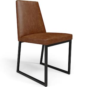 Cadeira Para Sala De Jantar Base Aço Preto L02 Marrom