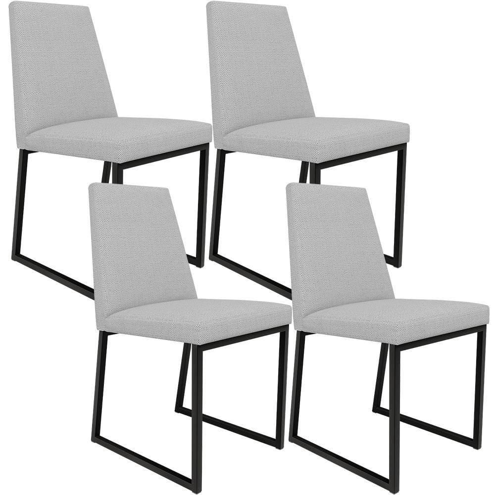 Kit 04 Cadeiras Sala De Jantar L02 Cinza