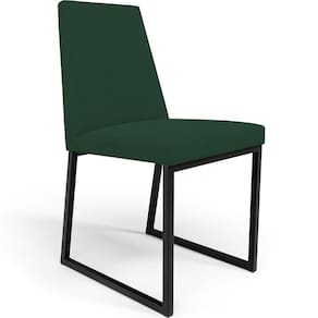 Cadeira Sala De Jantar Preto L02 Suede Verde Musgo