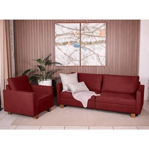 Conjunto Sofá 1,60 2 Lugares E Poltrona Plaza Bordô - Straub Web