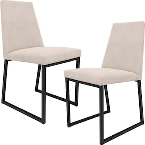 Kit 02 Cadeiras Sala De Jantar Preto L02 Suede Bege