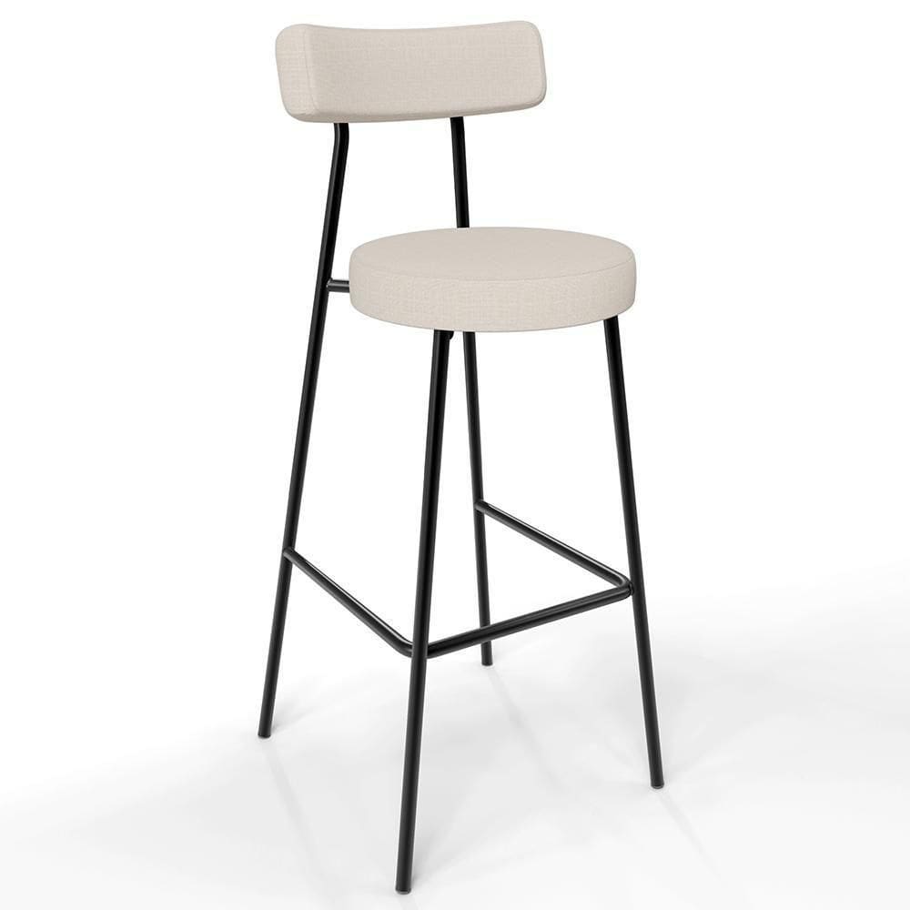 Banqueta Alta Cozinha Estrutura Em Aço Milão F01 Bege