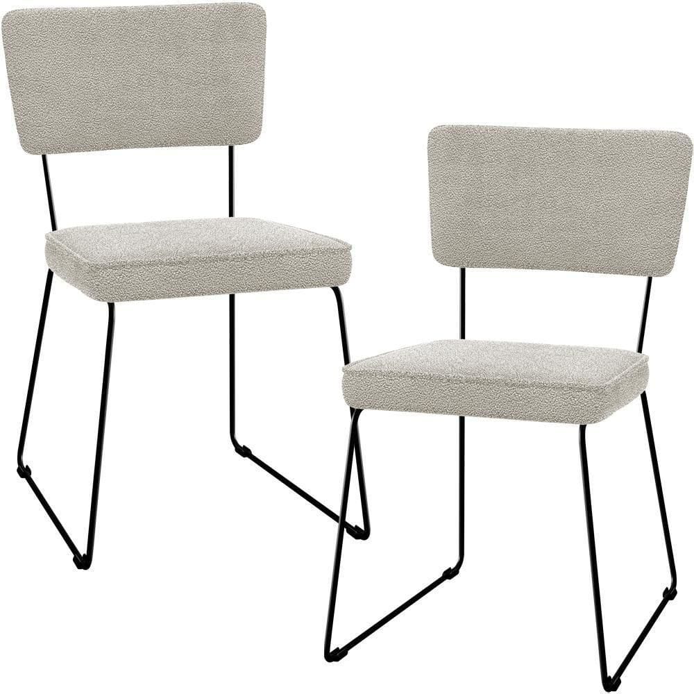 Kit 02 Cadeiras Base De Aço Allana L02 Bouclê Creme