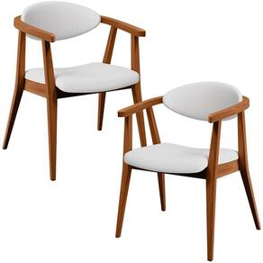 Kit 02 Poltronas Decorativas Para Sala De Estar Jantar Cecília B04 Facto Branco - Lyam Decor