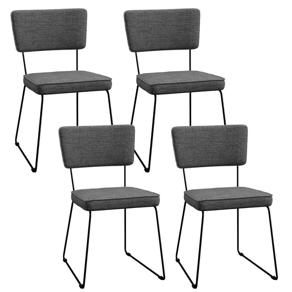 Kit 04 Cadeiras Base Em Aço Allana L02 Cinza Escuro
