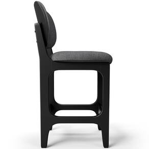Banqueta Baixa Bar Cozinha E Sala De Jantar Fixa Betta L02 Preto Linho Cinza Escuro - Lyam Decor