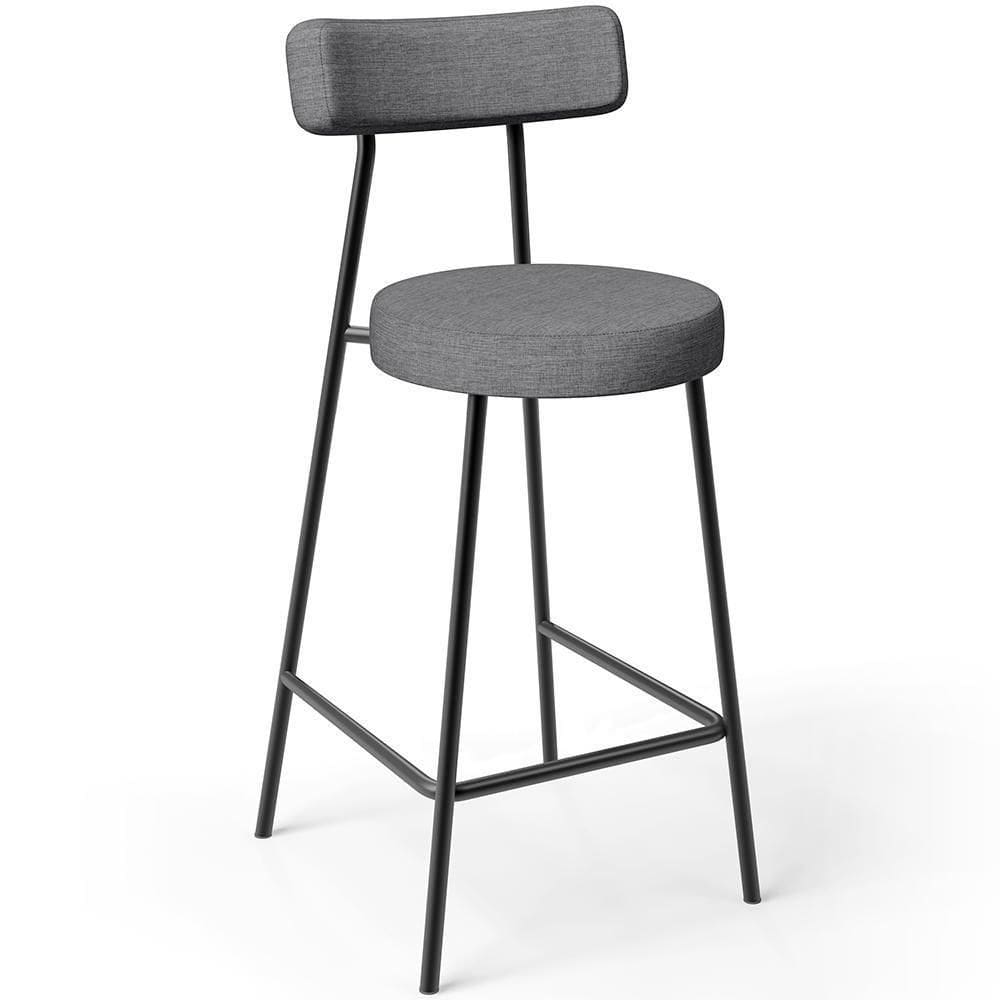 Banqueta Baixa Para Cozinha Sala De Jantar Bancada Milão L02 Linho Cinza Escuro -LyamDecor