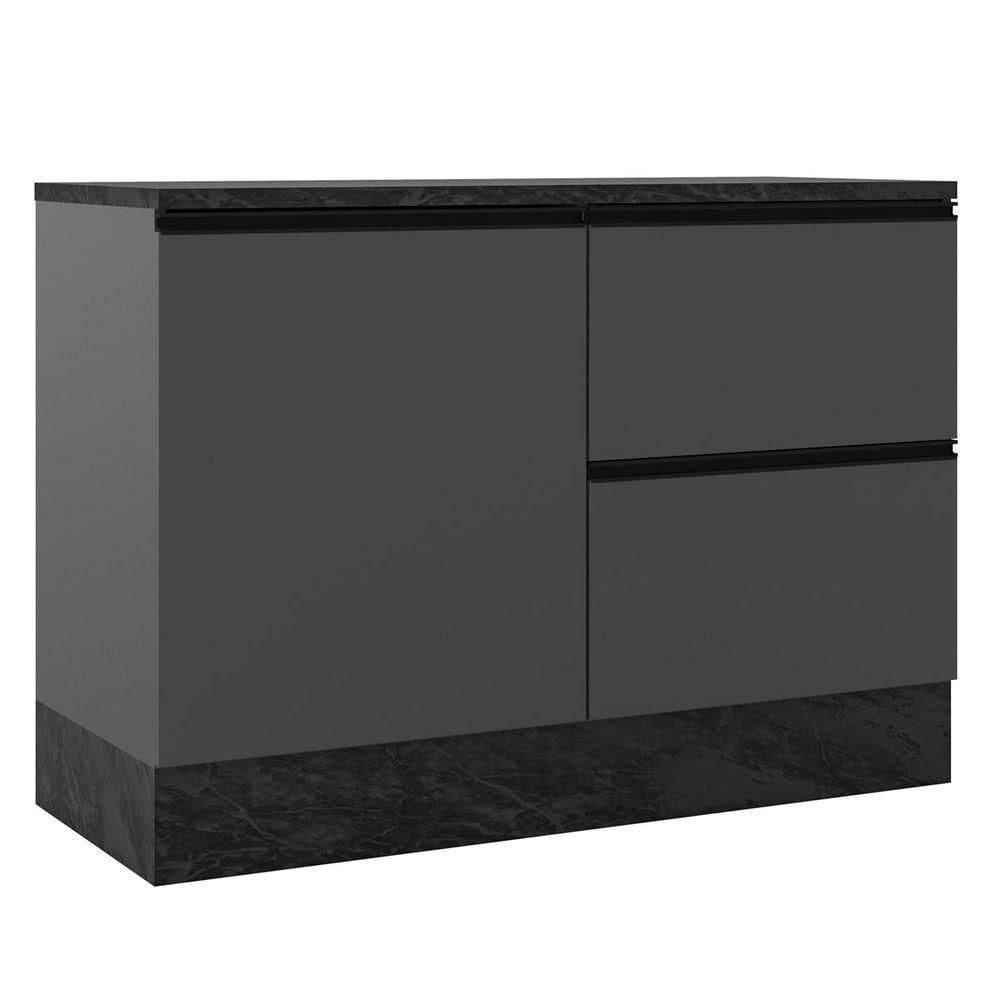 Balcão Com Tampo 120cm Com 1 Porta E 3 Gavetas Etna Cor Grafite Poliman Móveis