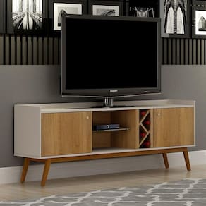 Rack Para Tv Rio De Janeiro Até 60 Polegadas 2 Porta Valdemóveis Off White Com Cinamomo