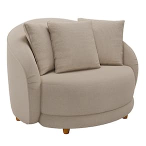 Poltrona Decorativa Para Sala De Estar Fixa Pés Madeira Witta M03 Linho Cru