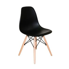 Cadeira Charles Eames Eiffel Preta Base Madeira Cozinha
