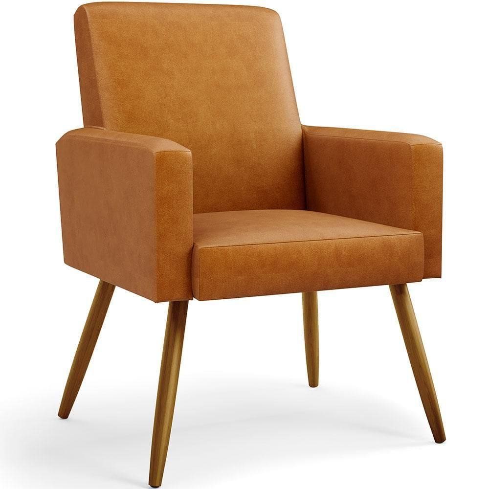 Poltrona Para Sala De Estar Maria W01 Pés Palito Whisky