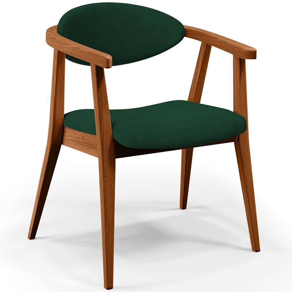 Poltrona Decorativa Para Sala De Estar Jantar Cecília L02 Suede Verde Musgo