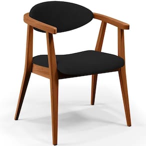 Poltrona Decorativa Para Sala De Estar Jantar Cecília L02 Suede Preto