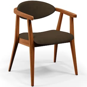 Poltrona Decorativa Para Sala De Estar Jantar Cecília L02 Suede Marrom