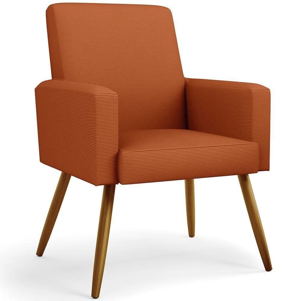 Poltrona Decorativa Para Sala De Estar Maria W01 Pés Palito Tecido Terracota