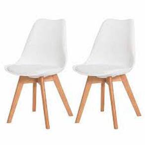 Kit Com 2 Cadeira Leda Preta Charles Eames Wood Com Almofada