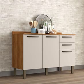 Balcão Valência Branco Salleto Móveis Cinamomo Com Off White