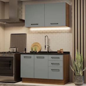 Cozinha Compacta 120001 Com Armário E Balcão Rustic/Cinza