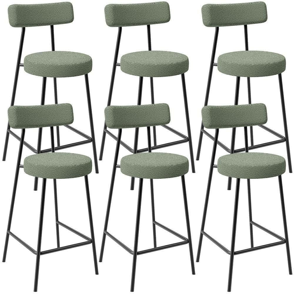 Kit 06 Banquetas Baixa Para Cozinha Sala De Jantar Bar Bancada Milão L02 Bouclê Oliva - Lyam Decor