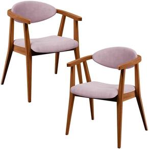 Kit 02 Poltronas Decorativas Para Sala De Estar Jantar Cecília L02 Suede Rosê