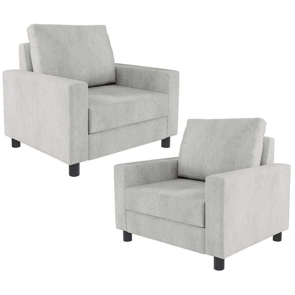 Kit 02 Poltronas Malta Linho Cinza