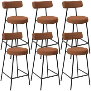 Kit 06 Banquetas Baixa Para Cozinha Sala De Jantar Bar Milão L02 Bouclê Terracota-LyamDecor