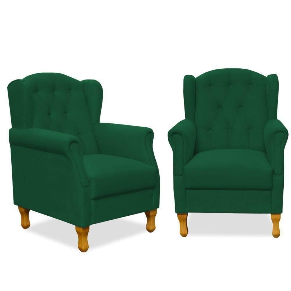 Kit 02 Poltronas Yara P02 Suede Verde Musgo