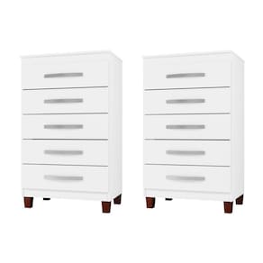 Kit Com 2 Cômoda 5 Gavetas Cannes Branco Incorplac