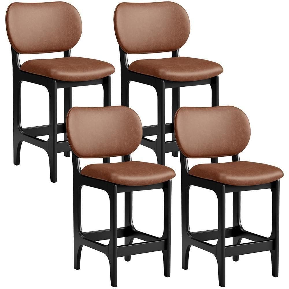 Kit 04 Banquetas Baixa Bar Cozinha E Sala De Jantar Fixa Betta Preto Couríssimo Marrom